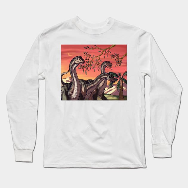 Dinosaurs at Dusk Long Sleeve T-Shirt by SakuraDragon